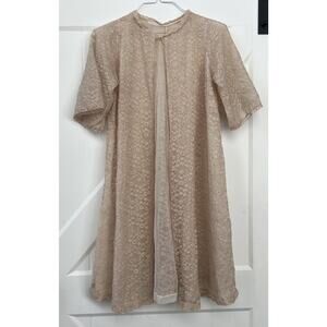 Hensen Kickernick Robe Lingerie Size M Vintage 1950s Ivory Lace Pale Pink L